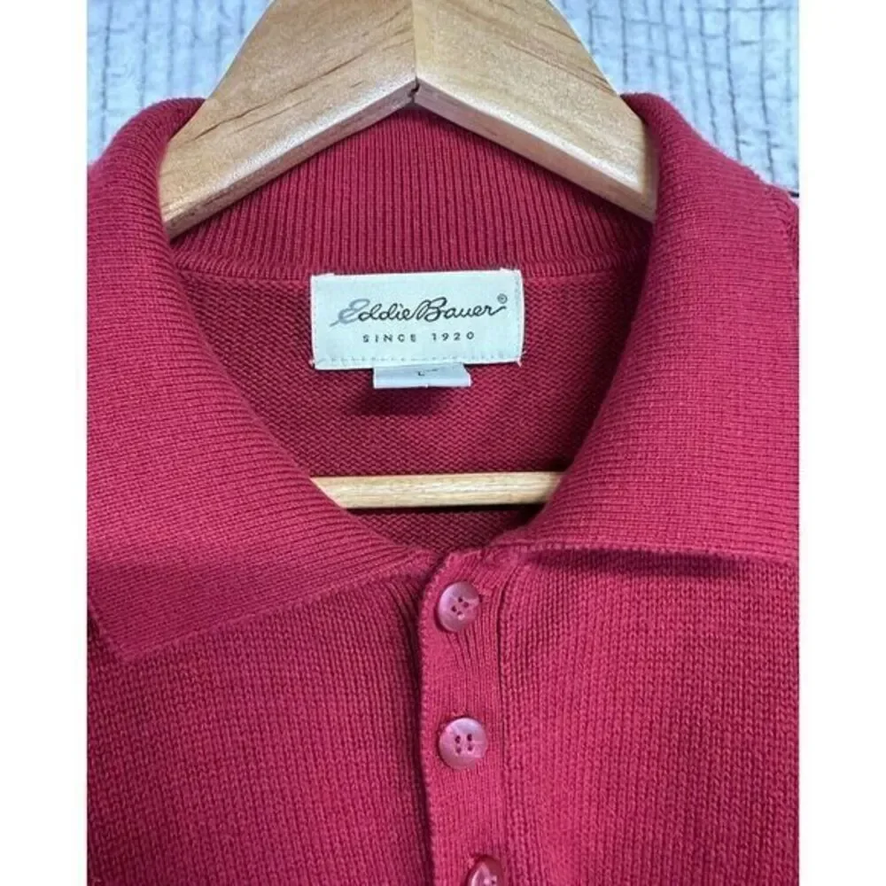 Eddie‎ Bauer Men's Ribbed Knit Henley Polo Sweater Red Size Large Australia